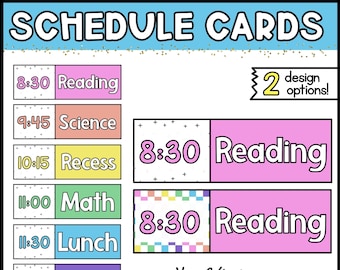 Tarjetas de horarios de clase editables y brillantes (descarga digital)
