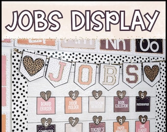 Boho Neutral Classroom Jobs Display | Editable Classroom Jobs | Classroom Job Chart | Boho Classroom Decor | Classroom Organization