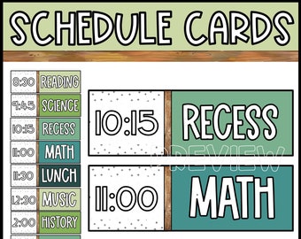 Green Classroom Schedule Cards: Editable Elementary Decor (Digital Download)