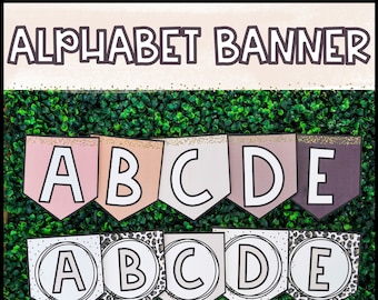 Alphabet Banner for the Classroom | Boho Neutrals Classroom Decor | ABC Banner | Banner Letters Alphabet A-Z | Kindergarten Classroom