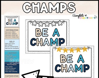 Classroom CHAMPS Posters: Editable Elementary Management (Digital Download)