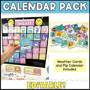 Bright Classroom Calendar Pack | Pocket Chart Calendar Cards | Flip Classroom Calendar | Bright Classroom Decor | Classroom Calendar Display