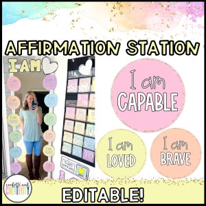 Affirmationsstation für das Klassenzimmer | Pastell Klassenzimmer Dekor | Positive Affirmation | Affirmation Spiegel | Klassen Affirmationen