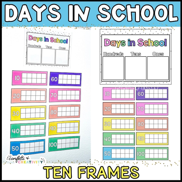 Bright Days at School Posters | Days at School Tally | School Tally | Days of School Tally | Bright Classroom Decor | 100 Days of School