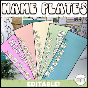 Retro Student Desk Plates | Student Name Tags | Desk Name Plates for Students | Editable Classroom Name Tags | Elementary Classroom