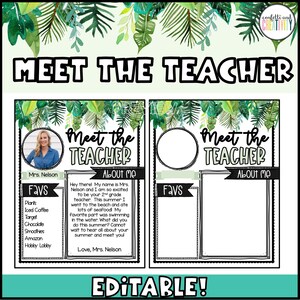Plantilla editable para conocer al maestro / Decoración del aula tropical / Carta para conocer al maestro / Plantilla para maestros / Aula tropical
