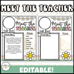 Plantilla editable para conocer al maestro / Decoración retro del aula / Carta para conocer al maestro / Plantilla para maestros / Regreso a la escuela