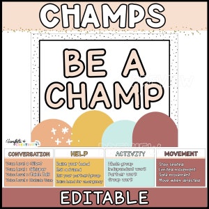 Neutral CHAMPS Posters | Neutral Classroom Decor | Classroom Management | Classroom Expectations | Teacher Resources