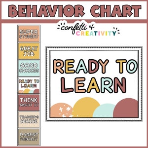 Classroom Behavior Chart | Classroom Behavior Management | Modern Neutral Classroom Decor | Behavior Clip Chart | Classroom Management