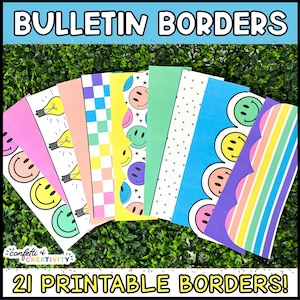 PRINTABLE Bright Bulletin Board Borders | Bulletin Board Display | Bulletin Board Borders Pack | Bright Classroom Decor
