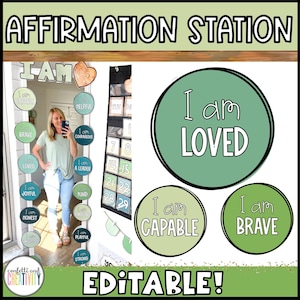 Estación de Afirmación para el Aula / Decoración del Aula de la Naturaleza / Afirmación Positiva / Espejo de Afirmación / Afirmaciones de Clase