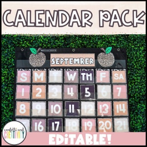 Boho Neutral Classroom Calendar Pack | Pocket Chart Calendar Cards | Flip Classroom Calendar | Classroom Calendar Display