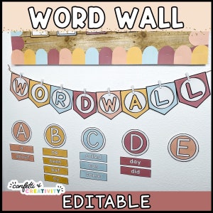 Neutral Word Wall Classroom Display | Alphabet Word Wall | Editable Word Wall | Neutral Classroom Decor
