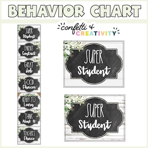 Classroom Behavior Chart | Classroom Behavior Management | Modern Farmhouse Classroom Decor | Behavior Clip Chart | Classroom Management
