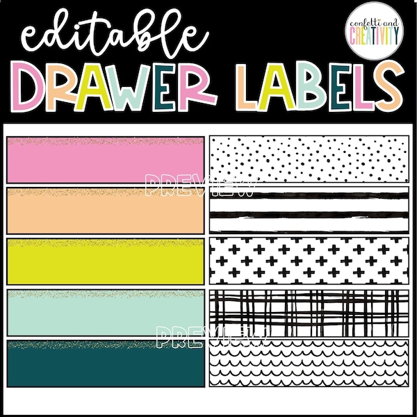 10 Drawer Cart Labels for the Classroom | Bold Brights Classroom Decor | Teacher Rolling Cart Labels | Classroom Labels | Colorful Classroom