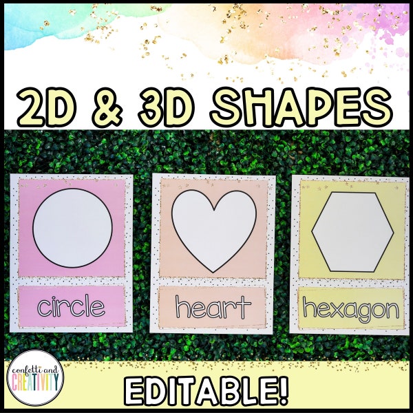 2D and 3D Shapes Posters for the Classroom | Pastel Classroom Decor | Kindergarten Posters | Shapes Posters for the Classroom