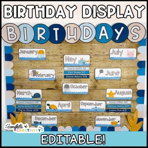 Ocean Classroom Birthday Display | Classroom Birthday Board | Birthday Display | Bulletin Board | Ocean Classroom Decor