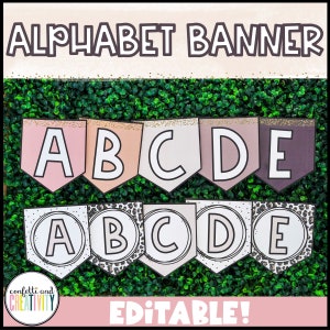 Bannière alphabet pour la salle de classe Décor de classe Boho Neutres Bannière ABC Lettres de bannière Alphabet A-Z Salle de classe de maternelle image 1