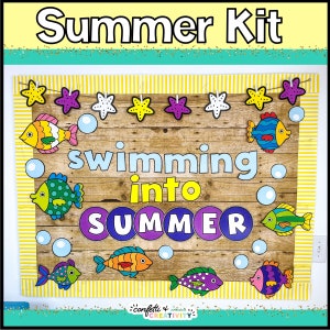 SUMMER Bulletin Board | Swimming into Summer Bulletin Board | Bulletin Board Kit | Classroom Door Decor | End of the Year Bulletin Boards