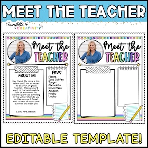 Plantilla editable para conocer al maestro / Decoración luminosa para el aula / Carta para conocer al maestro / Plantilla para maestros / Regreso a la escuela