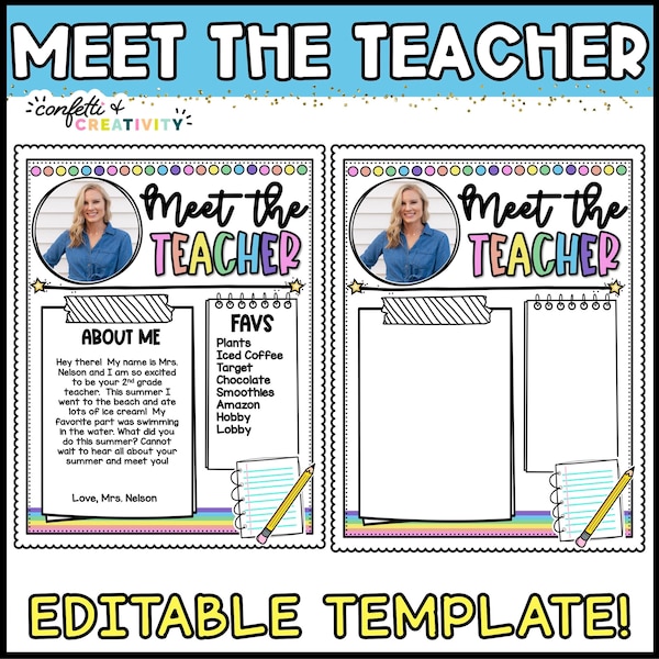 Editable Meet the Teacher Template | Bright Classroom Decor | Meet the Teacher Letter | Teacher Template | Back to School