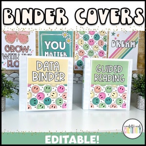 Teacher Binder Covers and Spines | Retro Binder Covers | Classroom Decor | Editable Covers | Classroom Binder Cover | Teacher Folder
