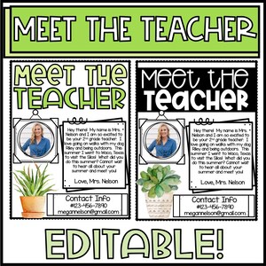Plantilla editable para conocer al maestro / Decoración del aula de plantas / Carta para conocer al maestro / Plantilla para maestros / Regreso a la escuela