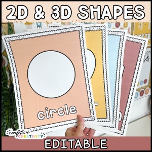 Affiches de formes 2D et 3D pour la salle de classe | Décor de salle de classe neutre | Affiches de la maternelle | Affiches de formes pour la salle de classe
