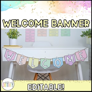 Editable Classroom Welcome Banner | Pastel Classroom Decor | Classroom Banner | Classroom Decor | Back to School | Teacher Banner