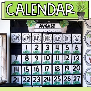 Plant Klassenzimmer Kalender Pack | Taschen-Chart-Kalender-Karten | Pflanzen Klassenzimmer Dekor | Klassenzimmer Kalender Display