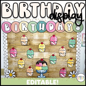 Retro Classroom Birthday Display | Classroom Birthday Board | Birthday Display | Bulletin Board | Retro Classroom Decor