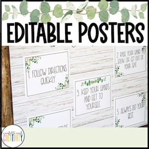 Editable Classroom Posters | Modern Farmhouse Classroom Decor | Elementary Classroom | Bulletin Board | Farmhouse Classroom Decor