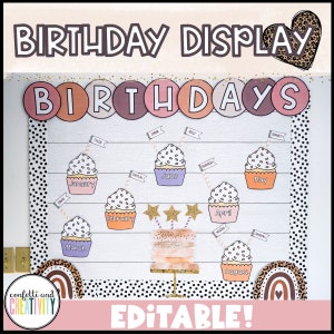 Boho Neutral Klassenzimmer Geburtstag Display | Geburtstagstafel für Klassenzimmer | Geburtstags-Chart | Pinnwand | Boho Neutrals Klassenzimmer Dekor