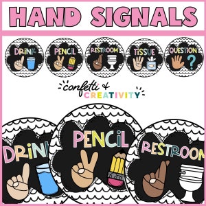 Classroom Hand Signal Posters: Elementary Decor (Digital Download)