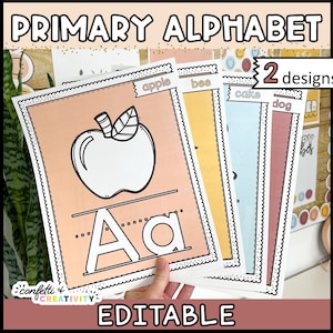 Neutral Classroom Alphabet Posters | Alphabet Display | Animal Alphabet Posters | Kindergarten | Neutral Classroom Decor