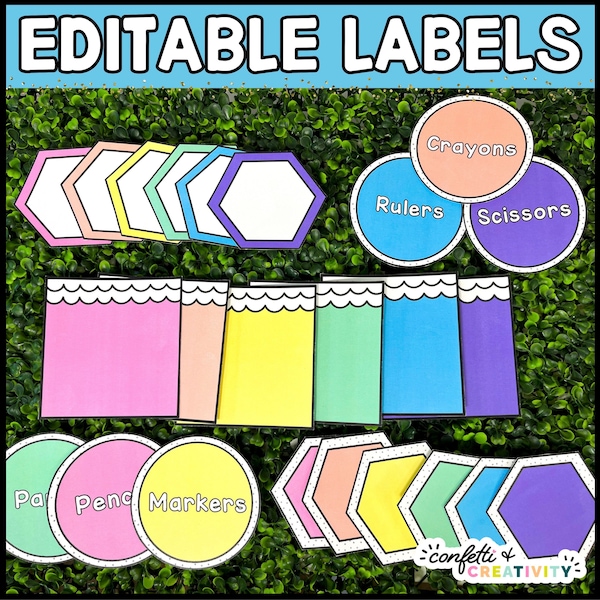 Editable Classroom Labels | Bright Classroom Labels | Bright Classroom Decor | Classroom Labels Template | Classroom Organization