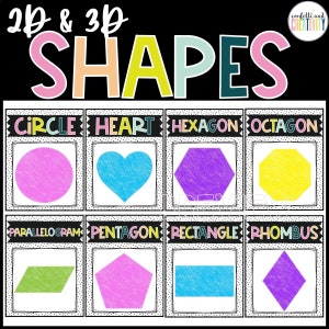 Affiches de formes 2D et 3D pour la salle de classe | Décor de salle de classe Bold Brights | Affiches de la maternelle | Affiches de formes pour la salle de classe