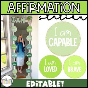 Estación de Afirmación para el Aula / Decoración del Aula de Plantas / Afirmación Positiva / Espejo de Afirmación / Afirmaciones de Clase