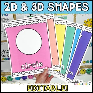 2D and 3D Shapes Posters for the Classroom | Bright Classroom Decor | Kindergarten Posters | Shapes Posters for the Classroom