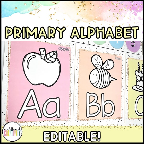 Pastel Classroom Alphabet Posters | Alphabet Display | Animal Alphabet Posters | Kindergarten | Colorful Classroom Decor | Primary Classroom