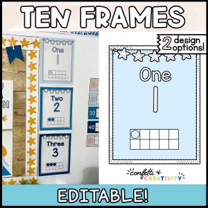 Klassenzimmer Zahlen Poster mit Zehn Rahmen 0-20 | Ozean Klassenzimmer Dekor | Klassenzimmer Zahlen Display | Grundschulklasse