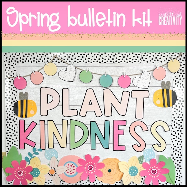 SPRING Pinnwand | Frühling Klassenzimmer | Pinnwand Kit | Klassenzimmer Tür Dekor | Einfaches Schwarzes Brett | Frühling Printable