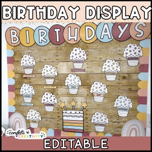 BEAWART Boho Classroom Birthday Chart 16"x24", Happy Birthday Calendar Chart Classroom, Bday School Bulletin Board Sign Decoration, Reusable Posters Back To School Teaching Supplies, Shipped In Tube
