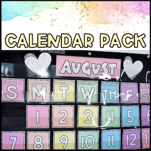 Pastel Classroom Calendar Pack | Pocket Chart Calendar Cards | Flip Classroom Calendar | Classroom Decor | Classroom Calendar Display