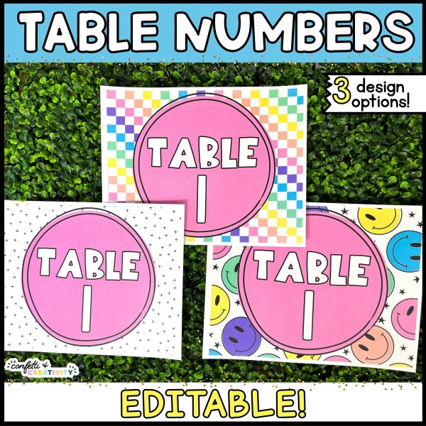 Bright Classroom Table Numbers | Bright Classroom Decor | Classroom Table Number Signs | Bright Classroom Group Labels