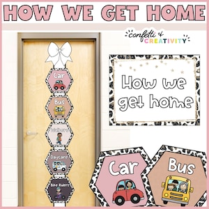 Boho How We Go Home Dismissal Chart Template | How We Go Home Bulletin Board | Editable Dismissal Chart | Boho Neutral Classroom Decor