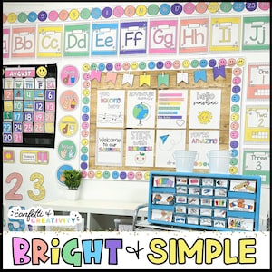 BRIGHT & SIMPLE Classroom Decor | Bright Classroom Bundle | Colorful Classroom | Editable Classroom Decor | Simple Classroom
