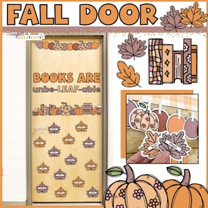 Fall Classroom Door Decor Kit: Pumpkin & Leaves Theme (Digital Download)