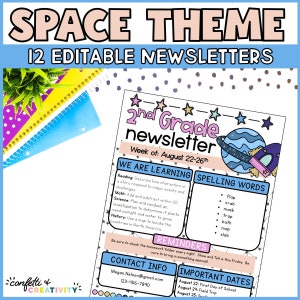 Space Classroom Newsletter Template: Editable Teacher Communication (Digital Download)