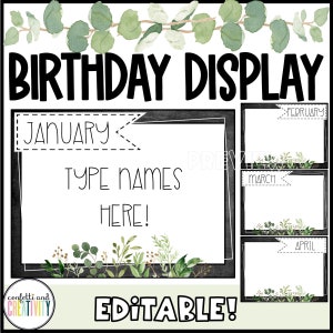 Modern Farmhouse Classroom Birthday Display | Classroom Birthday Board | Classroom Birthday Chart | Bulletin Board | Farmhouse Classroom